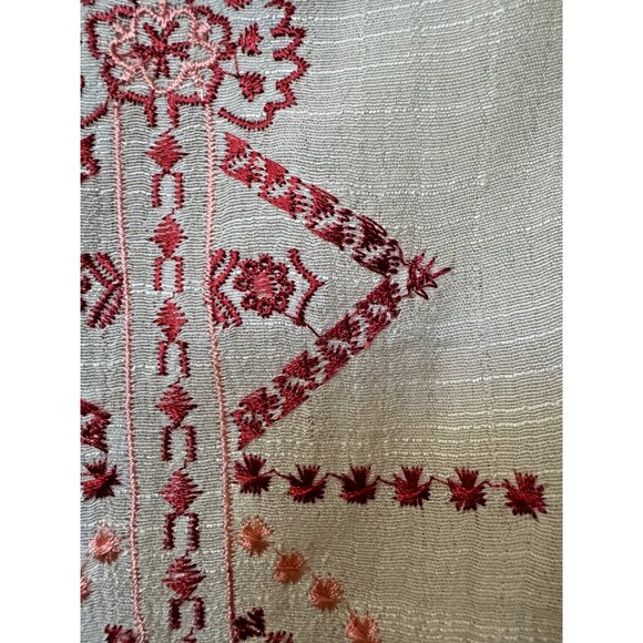 American Rag Women's Sheer Western Aztec Sz S Boho Embroider Top Peasant Hippie - Picture 5 of 15